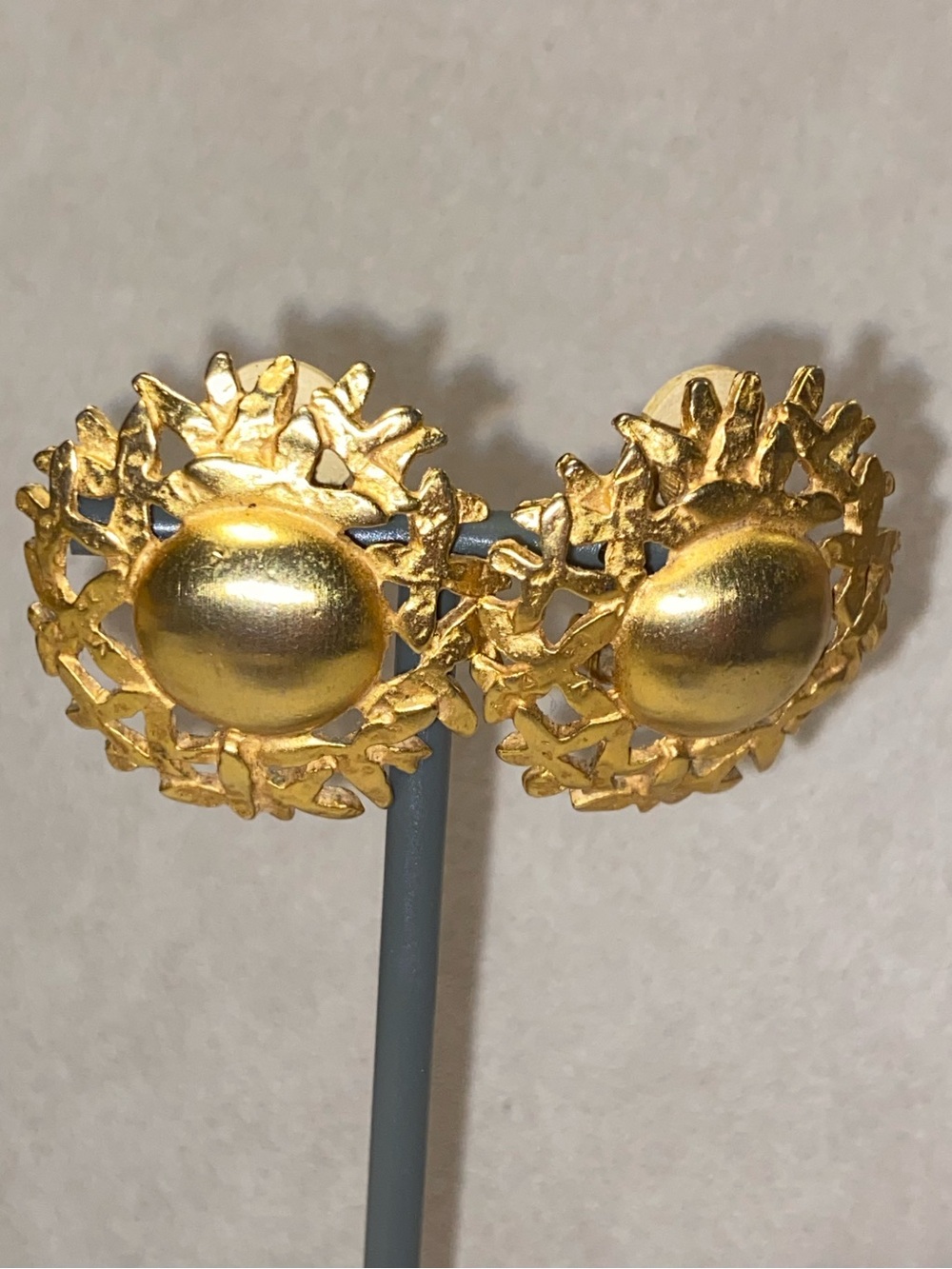 Anne Klein Vintage Gold-tone Floral Clip-On Earrings